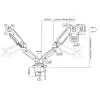 ACT gasveermonitorarm voor twee monitors kantoor klem-/doorvoermontage 18 kg