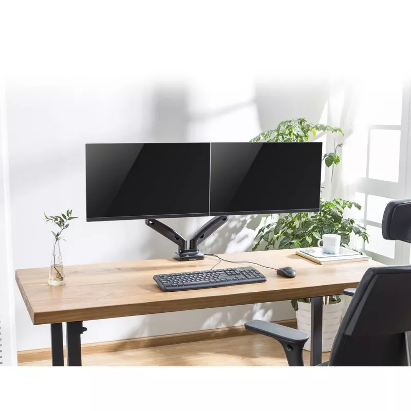 ACT gasveermonitorarm voor twee monitors kantoor klem-/doorvoermontage 18 kg