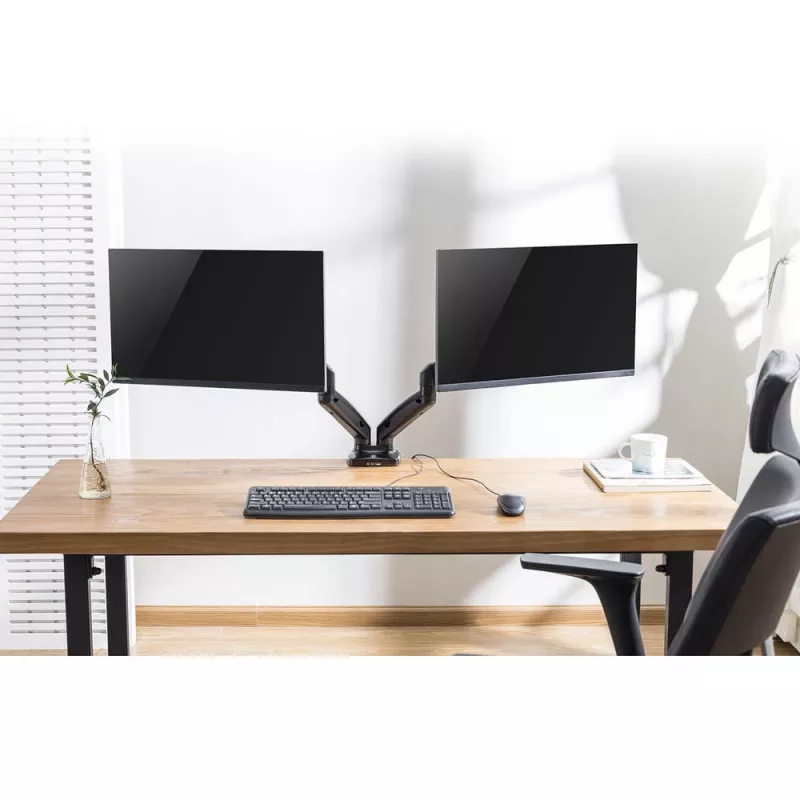 ACT gasveermonitorarm voor twee monitors kantoor klem-/doorvoermontage 18 kg