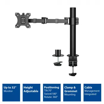 ACT monitorarm voor één monitor kantoor Solid Pro klem-/doorvoermontage 12 kg 10-32 inch