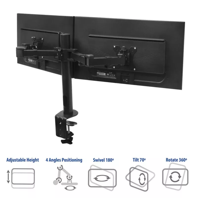 ACT dual-monitorarm Office Solid Pro – klem-/doorvoermontage – 12 kg – 10–32 inch