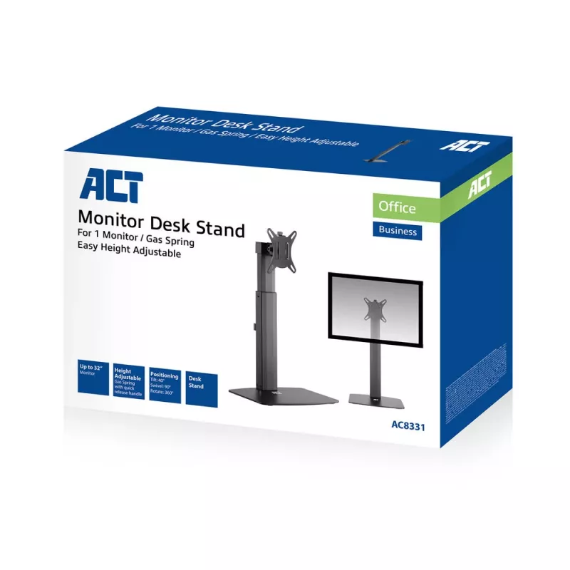 ACT vrijstaande gasveermonitorarm voor kantoor, 7 kg draagvermogen, 10 tot 32 inch