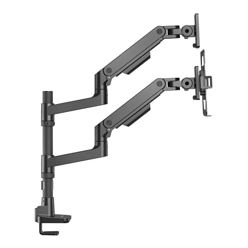 ACT AC8341 monitorarm voor één monitor met laptophouder Office Premium, gasveer, paalmontage