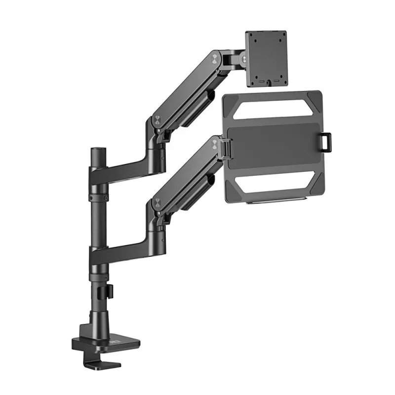 ACT AC8341 monitorarm voor één monitor met laptophouder Office Premium, gasveer, paalmontage
