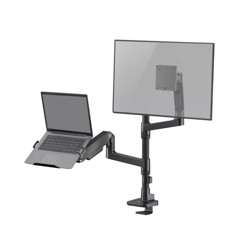 ACT AC8341 monitorarm voor één monitor met laptophouder Office Premium, gasveer, paalmontage