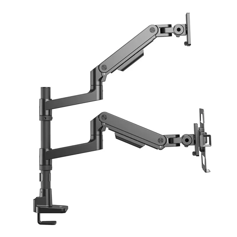 ACT AC8341 monitorarm voor één monitor met laptophouder Office Premium, gasveer, paalmontage