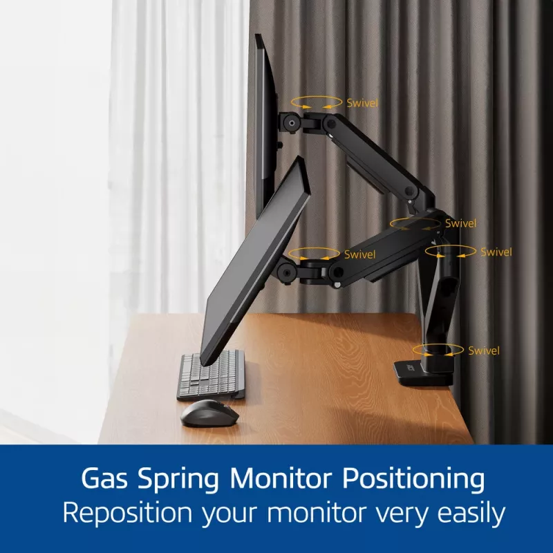 ACT AC8342 monitorarm voor twee monitoren Office Premium, gasveer, 2 monitoren