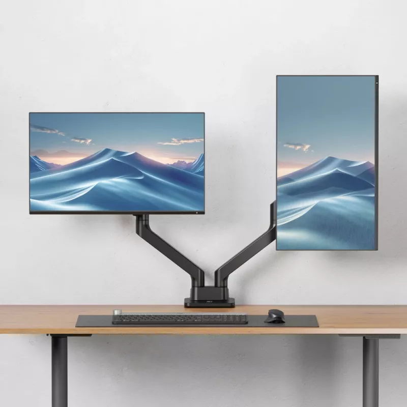 ACT AC8342 monitorarm voor twee monitoren Office Premium, gasveer, 2 monitoren