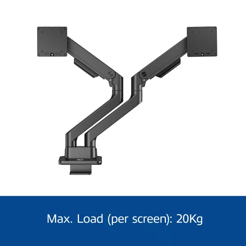 ACT AC8342 monitorarm voor twee monitoren Office Premium, gasveer, 2 monitoren