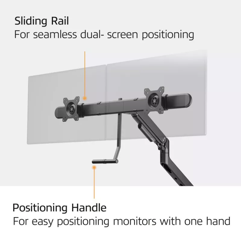 ACT monitorarm 32 inch kantoor Premium, gasveer, dwarsbalk, 2 monitors