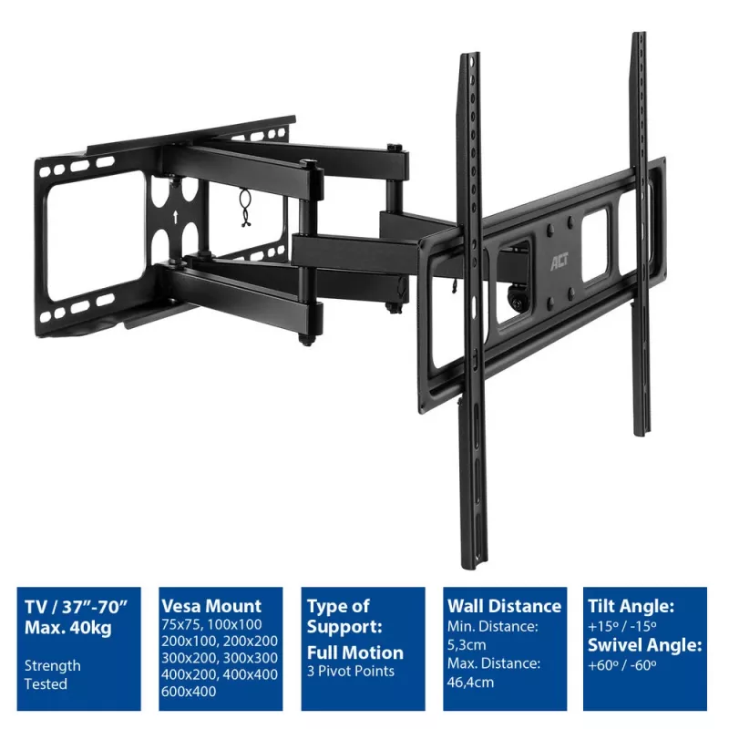 ACT full-motion TV-muurbeugel 37 inch tot 70 inch VESA 40 kg
