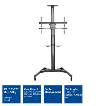 TV-beugel ACT AC8370 zwart 70 inch 50 kg draagvermogen VESA 200x200 tot 600x400