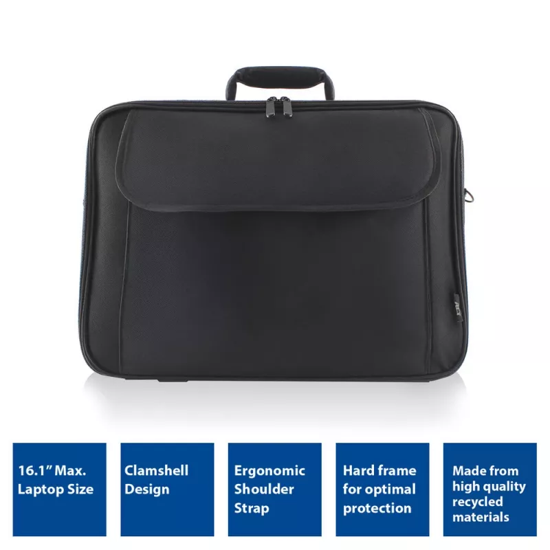 ACT Office schoudertas voor laptops tot 16,1 inch, van gerecyclede plastic flessen