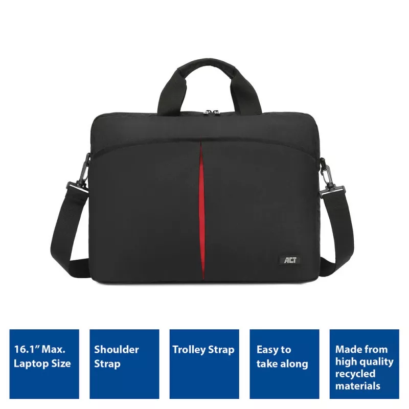 ACT City schoudertas voor laptops tot 16,1 inch van gerecycled plastic