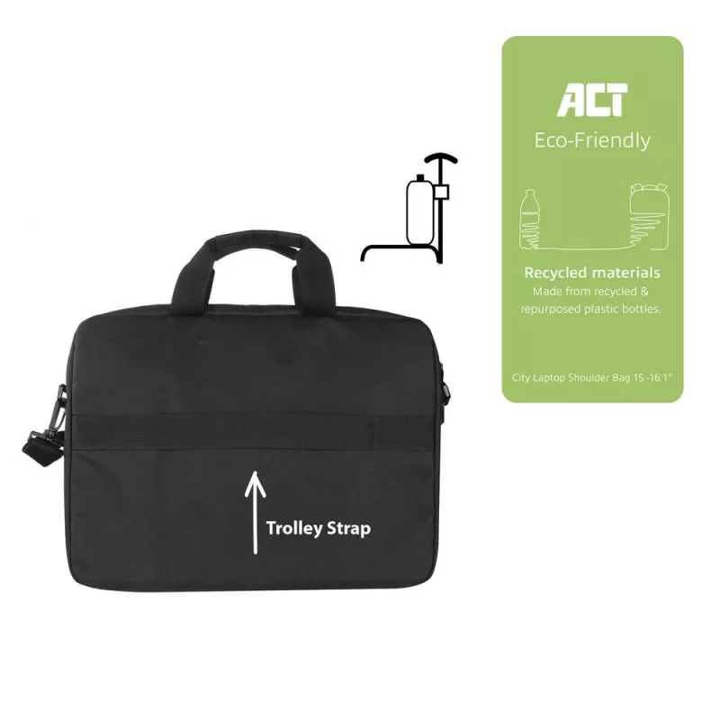 ACT City schoudertas voor laptops tot 16,1 inch van gerecycled plastic