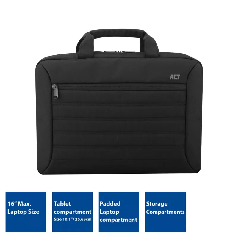 ACT Urban schoudertas voor laptops tot 16 inch, van gerecyclede plastic flessen