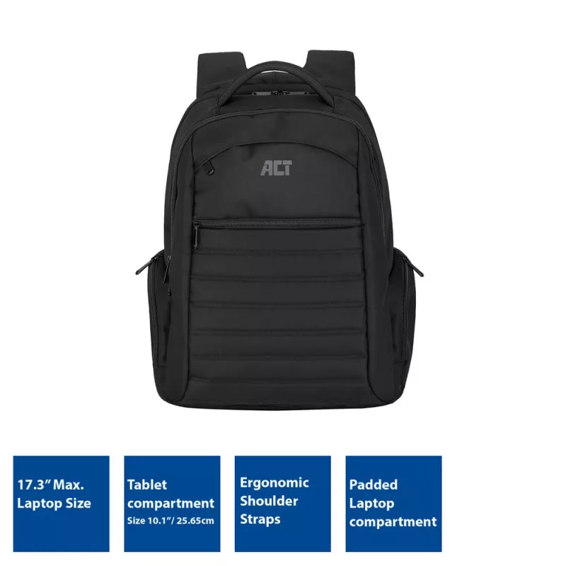 ACT Urban laptoprugzak 17,3 inch, van gerecyclede plastic flessen