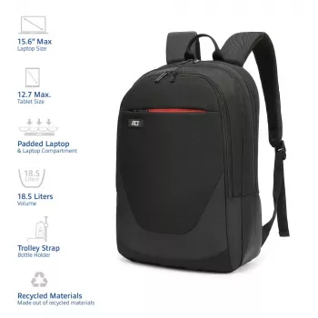 ACT Suburb rugzak voor laptops tot 15,6 inch van gerecycled plastic