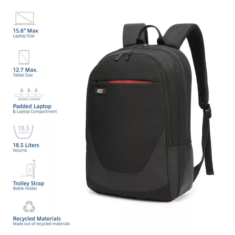 ACT Suburb rugzak voor laptops tot 15,6 inch van gerecycled plastic