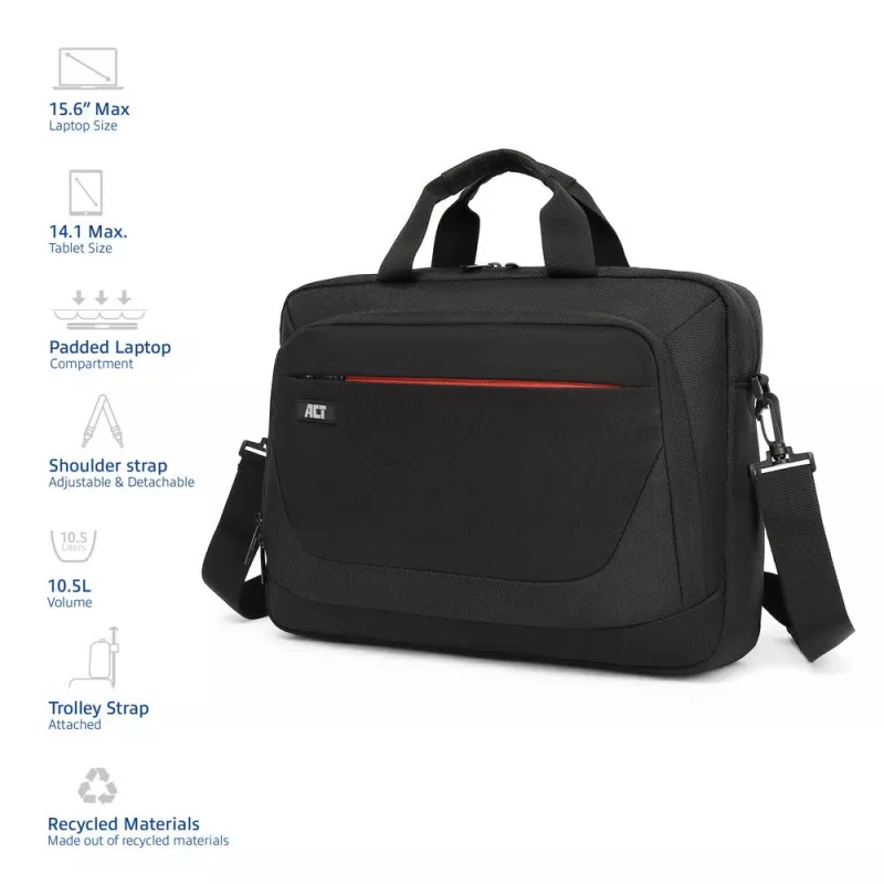 ACT Suburb schoudertas voor laptops tot 15,6 inch, gemaakt van gerecyclede plastic flessen
