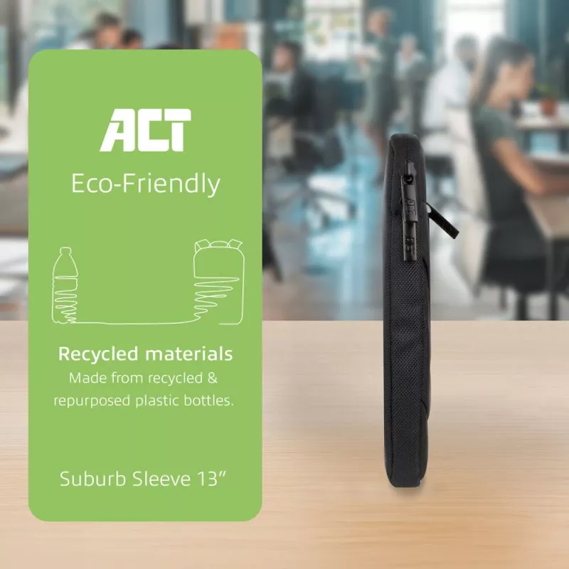ACT Suburb laptop sleeve 13,3 inch van gerecyclede plastic flessen