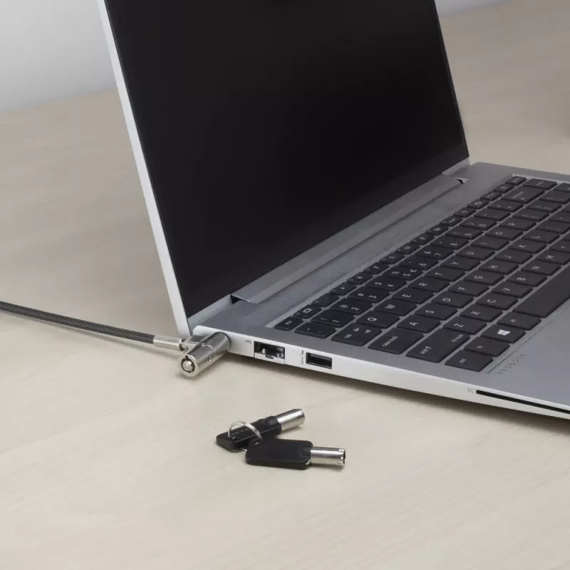 ACT AC9030 laptopslot metaalkleur rond sleutel 2 m kabel