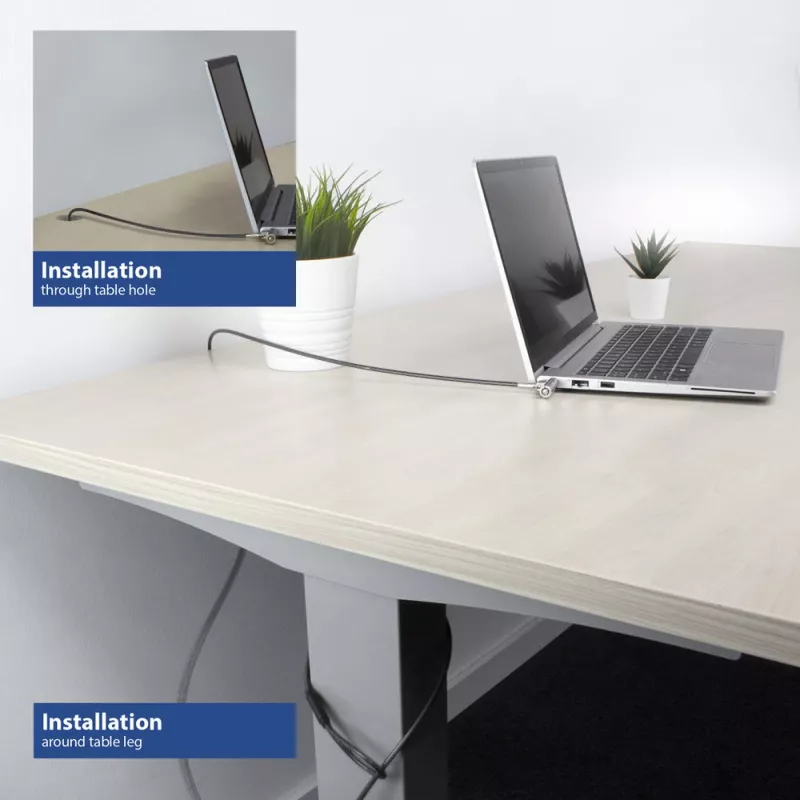 ACT AC9030 laptopslot metaalkleur rond sleutel 2 m kabel