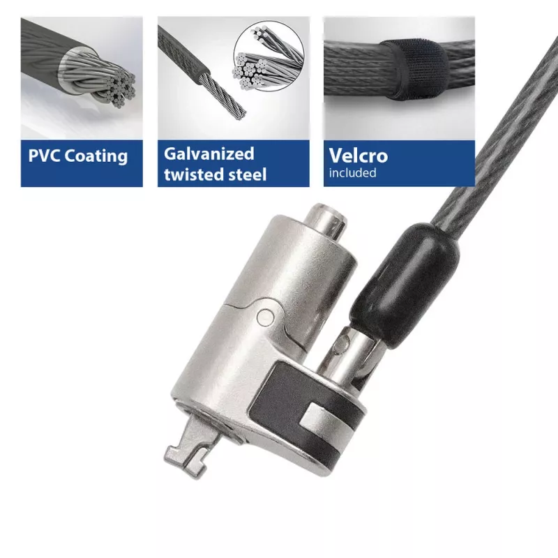 ACT AC9030 laptopslot metaalkleur rond sleutel 2 m kabel