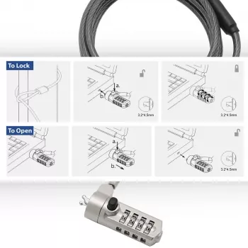 ACT Wedge laptopslot met cijferslot metaalkleur 2 m kabel