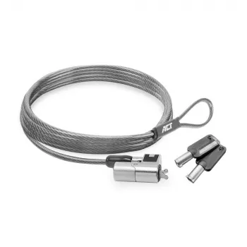 ACT Wedge laptopslot met sleutels metaalkleur 2m kabel