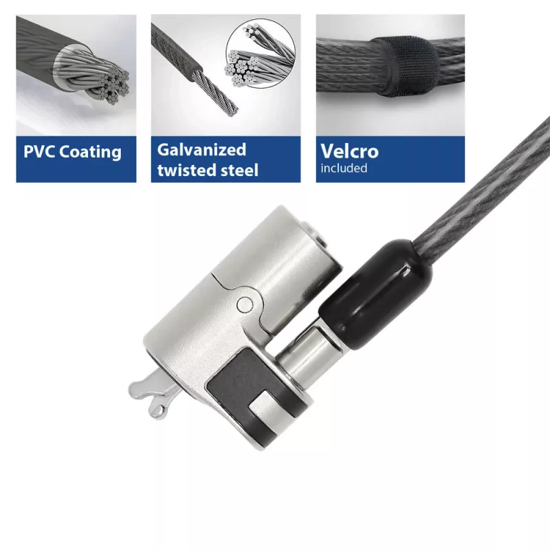 ACT Wedge laptopslot met sleutels metaalkleur 2m kabel