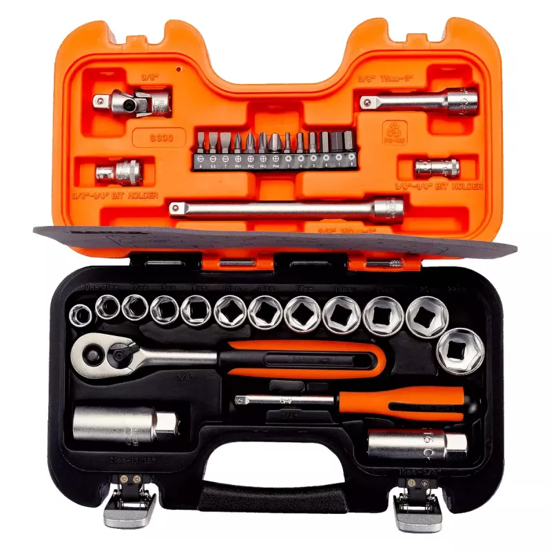 Bahco S330 Dopsleutelset, 33 stuks, 1/4 en 3/8 aandrijving