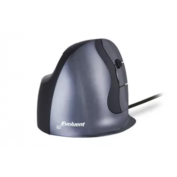 BakkerElkhuizen Evoluent D Large, rechtshandig, verticaal ontwerp, laser, USB Type-A, 3200 DPI, zwart, grijs, zilver
