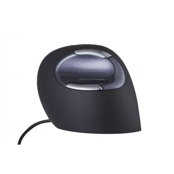 BakkerElkhuizen Evoluent D Large, rechtshandig, verticaal ontwerp, laser, USB Type-A, 3200 DPI, zwart, grijs, zilver