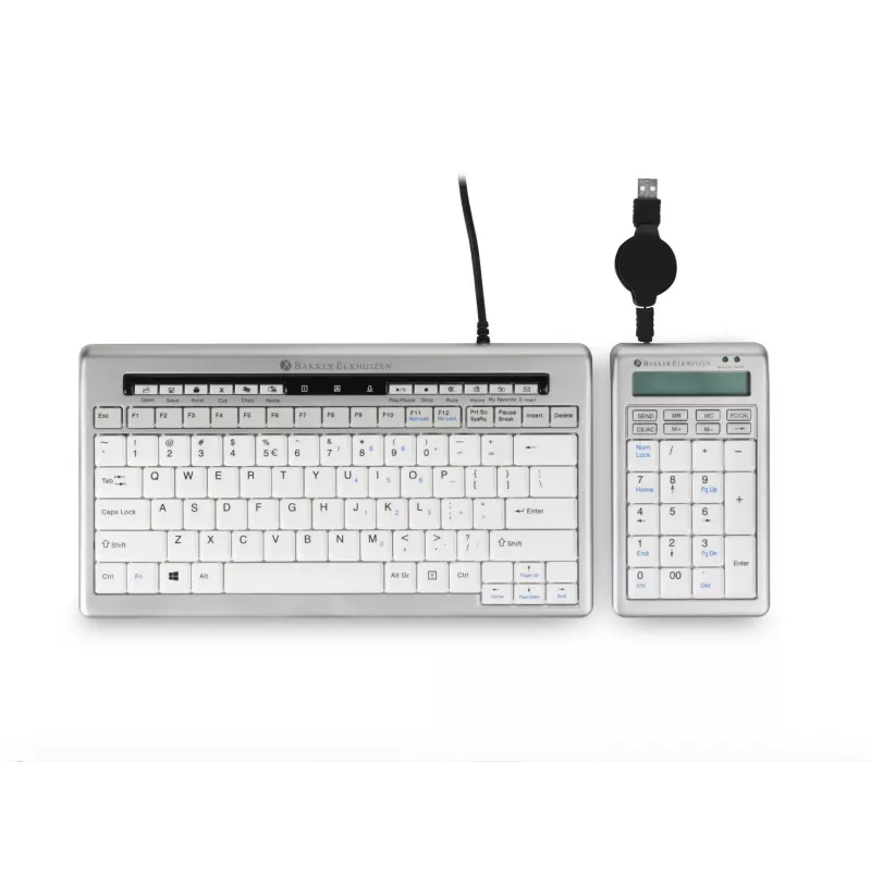 BakkerElkhuizen S-board 840 Numeric toetsenbord, USB, pc, 1,2 m, lichtgrijs, wit