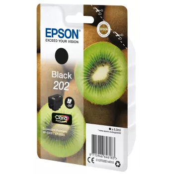 Epson Kiwi singlepack zwart 202 Claria Premium Ink, standaardopbrengst, zwart, pigmentinkt, 6,9 ml, 1 st., 250 pagina's