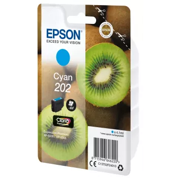 Epson Kiwi singlepack cyaan 202 Claria Premium Ink, standaardopbrengst, cyaan, 4,1 ml, 1 st., 300 pagina's