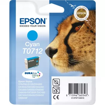 Epson Cheetah singlepack cyaan T0712 DURABrite Ultra Ink, cyaan, 1 st.