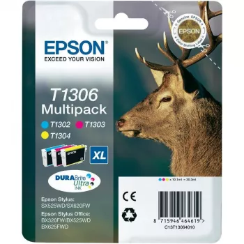 Epson Stag multipack 3 kleuren T1306 DURABrite Ultra inkt, cyaan, magenta, geel, pigmentinkt, 1 stuk, multipack