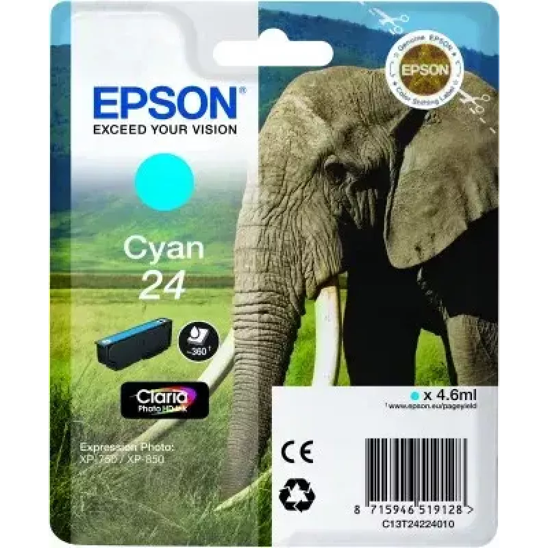 Epson singlepack cyaan 24 Claria Photo HD inkt