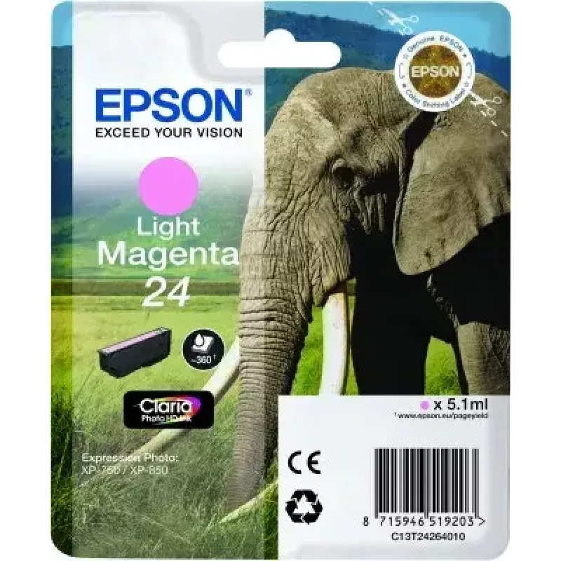 Inktpatroon Epson C13T24264010 origineel pigmentinkt lichtmagenta singlepack