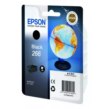 Epson Globe singlepack zwart 266 inktpatroon, zwart, pigmentinkt, 5,8 ml, 1 stuk, 250 pagina's