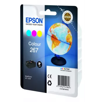Epson Globe singlepack kleuren inktpatroon 267, cyaan, magenta, geel, pigmentinkt, 6,7 ml, 1 stuk, 200 pagina's