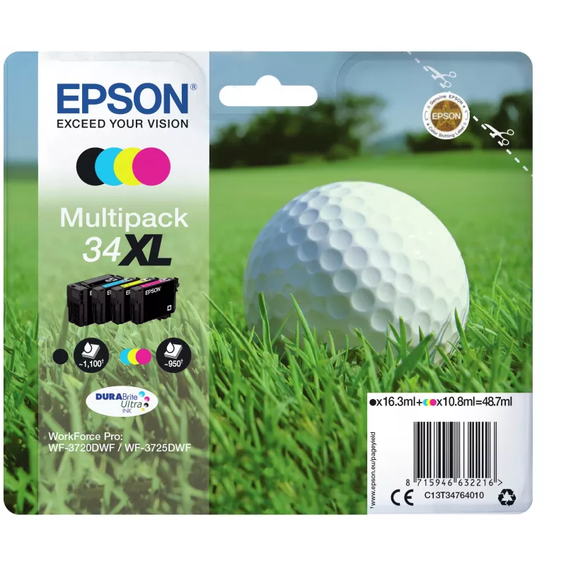 Epson Golf ball multiverpakking 4 kleuren 34XL DURABrite Ultra inkt
