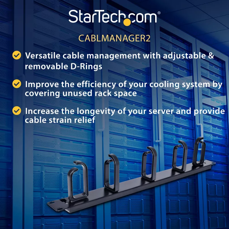 StarTech.com 1U 19 inch metalen rackmount-kabelmanagementpaneel