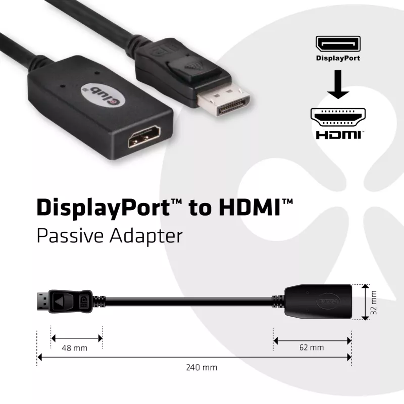 DisplayPort-naar-HDMI passieve adapter CLUB3D CAC-1001