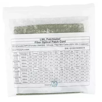 Glasvezelkabel MPO BlueOptics CBL-MPO12-OM4-5M-BO 5 m OM4 50 µm
