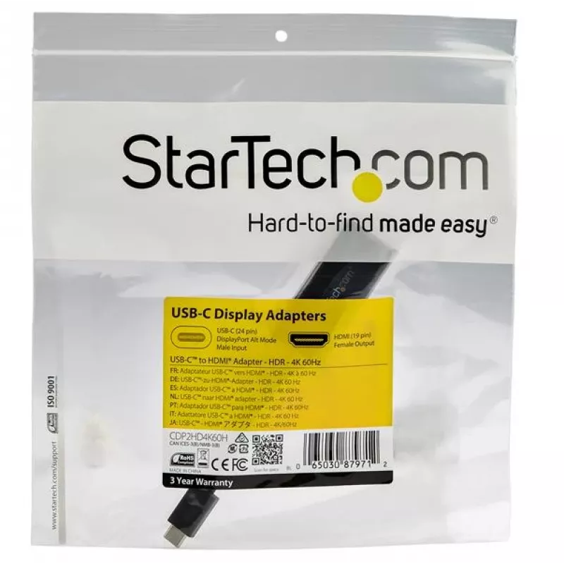 StarTech.com USB-C-naar-HDMI-adapter – 4K 60 Hz video, HDR10 – USB-C naar HDMI 2.0b adapter-dongle – USB Type-C DP Alt Mode naar HDMI-monitor/display/tv – USB-C-naar-HDMI-converter