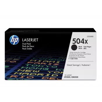 HP 504X 2-pack hoge capaciteit zwart originele LaserJet-tonercartridges