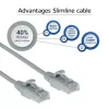 ACT grijs 3 m LSZH U/UTP CAT6 datacenter slimline patchkabel met rastnasbeveiliging en RJ45-stekkers